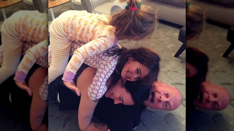 Bruce Willis with wife and daughters