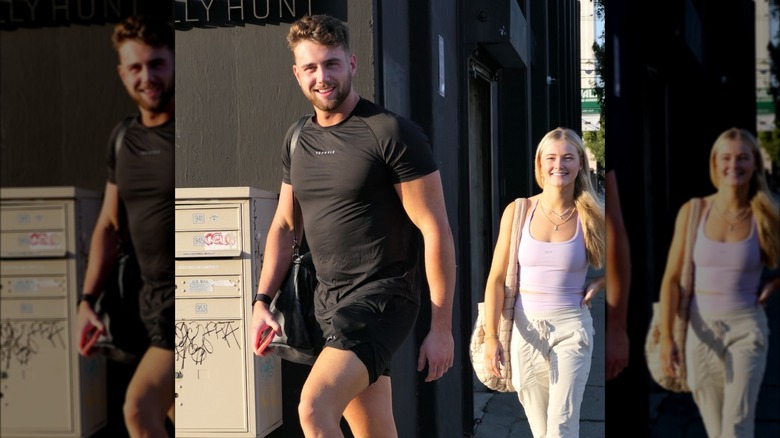 Harry Jowsey Rylee Arnold smiling walking