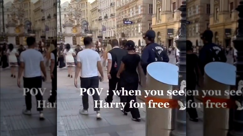 taylor russell and harry styles walking in vienna