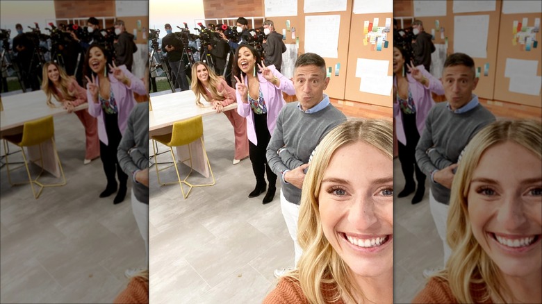 Allison Holker, Lauren Makk, Jonathan Adler, and Jasmine Roth on the set of "Design Star: Next Gen"