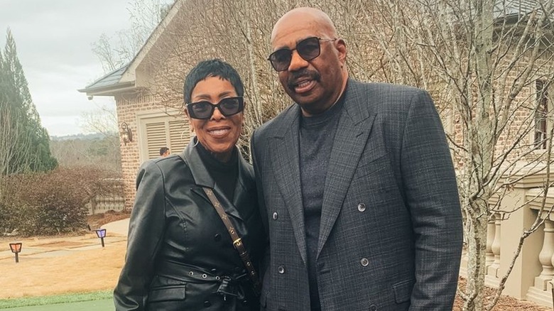 Shirley Strawberry and Steve Harvey posing together