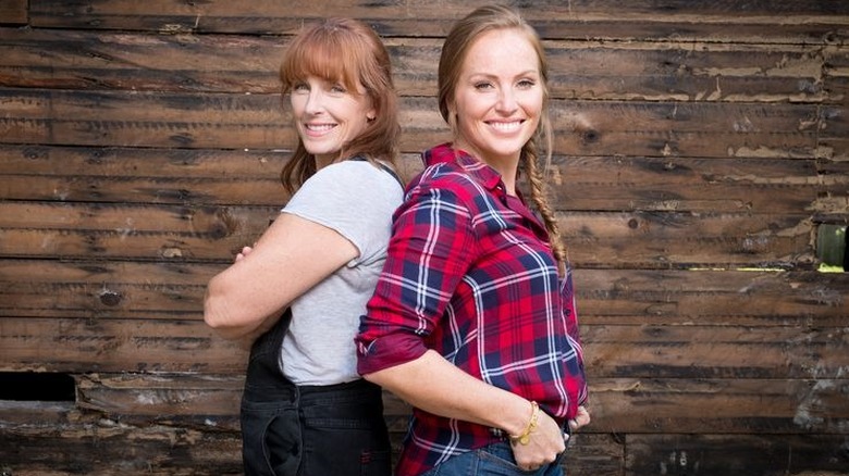 Mina Starsiak Hawk and Karen Laine pose for a promo shot