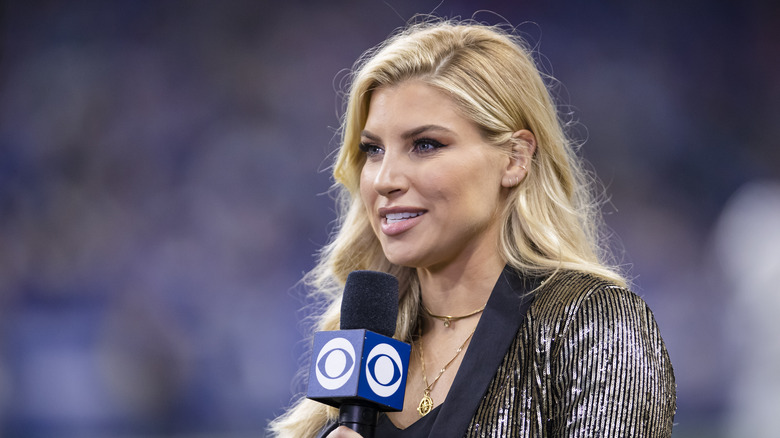 Melanie Collins attends an NFL game in 2019.