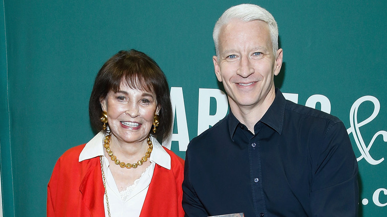 Gloria Vanderbilt and Anderson Cooper smiling