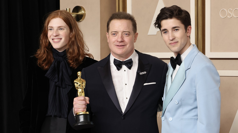 Brendan Fraser attends the Oscars with sons Holden and Leland