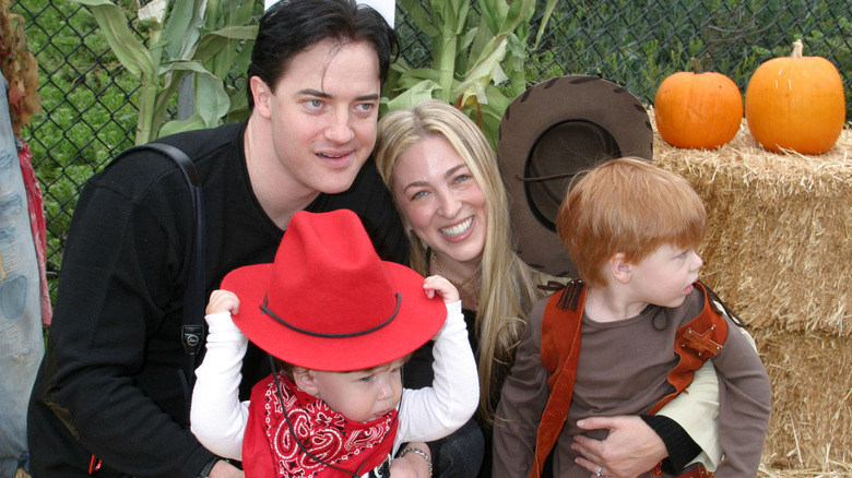 Brendan Fraser with his sons and former wife