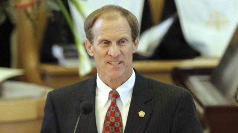 Michael Ford speaking at his mother's funeral in 2011