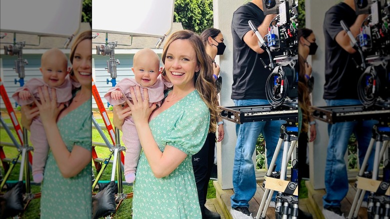 Rachel Boston, daughter on Hallmark set