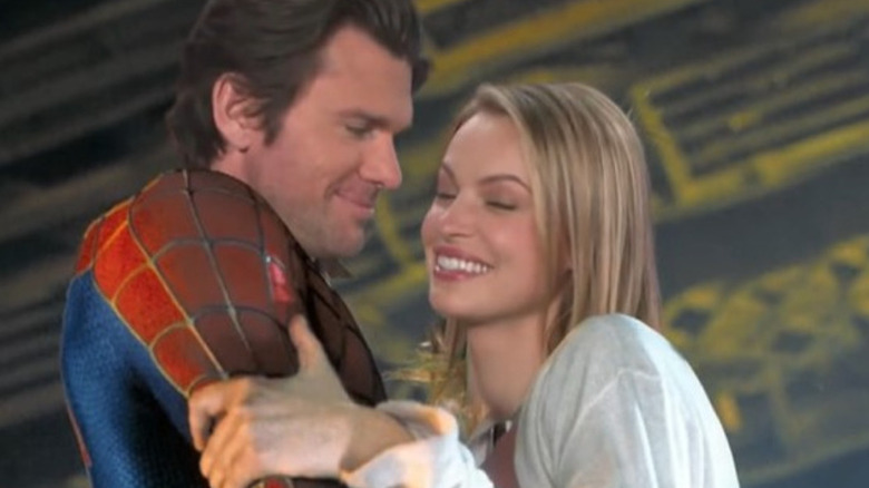 Kevin McGarry and Kayla Wallace pose as Spider-Man and Mary Jane