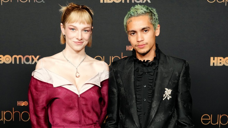 Hunter Schafer with Dominic Fike at a red carpet