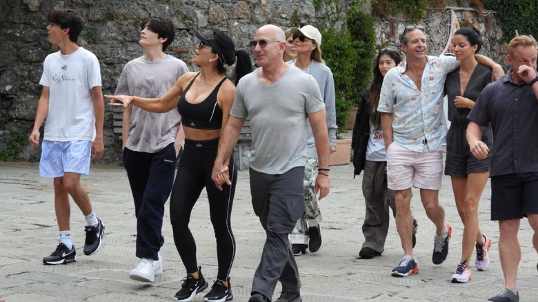 Jeff Bezos and Lauren Sanchez on vacation with family and friends