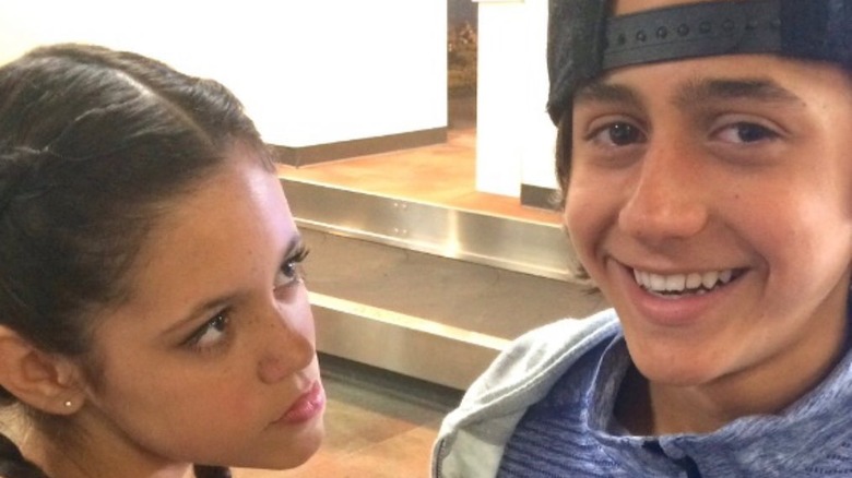 Jenna Ortega and Isaak Presley goofing around