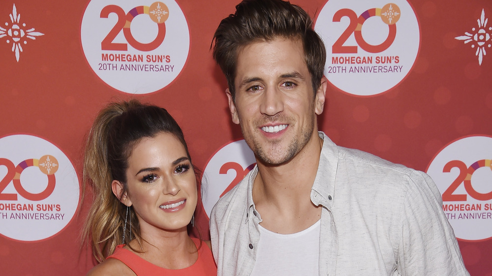 JoJo Fletcher and Jordan Rodgers posing at event