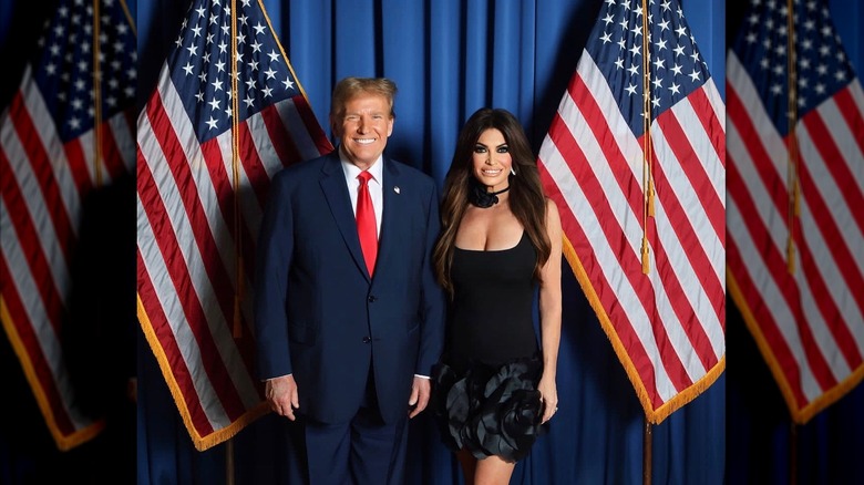 Donald Trump and Kimberly Guilfoyle black minidress rosettes