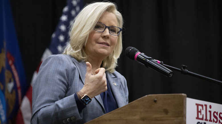 Liz Cheney speaking at campaign engagement