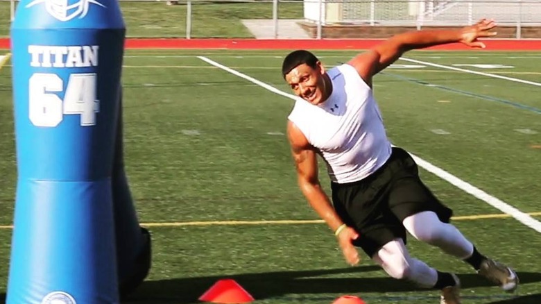 Josh Popper training on the field