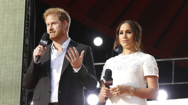 Meghan and Harry speaking at vaccine event 