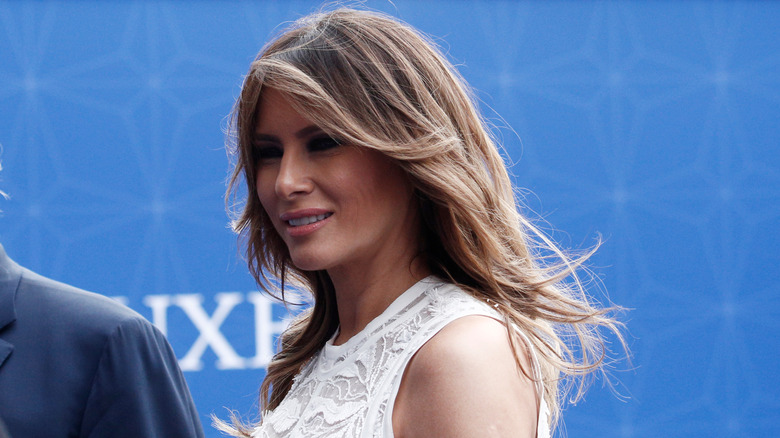 Melania Trump at a dinner at The Parc du Cinquantenaire in Brussels, Belgium in July 2018.