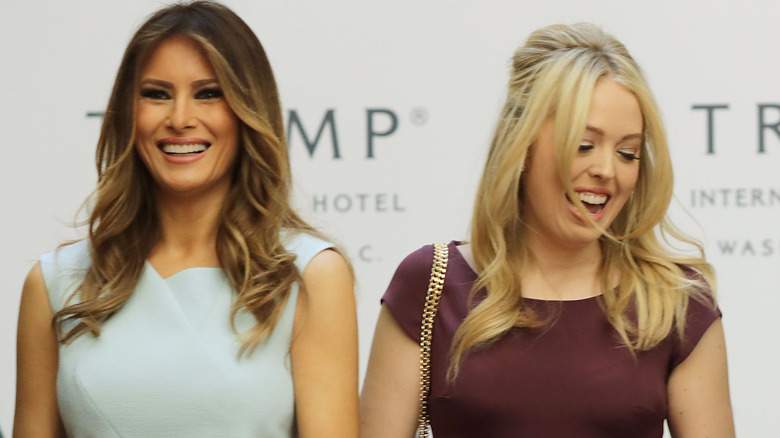 Melania Trump and Tiffany Trump cut the ribbon at the Trump International Hotel in October 2016