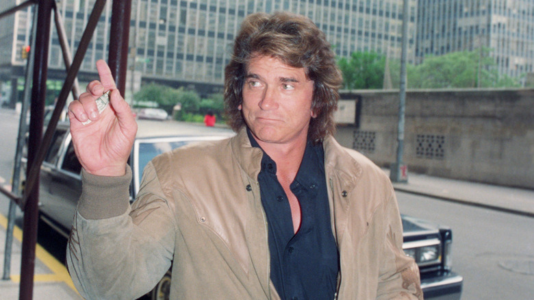 Michael Landon in 1990 walking down the street