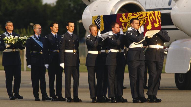 Diana's coffin being carried