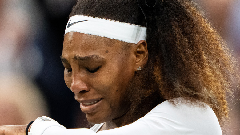 Serena Williams after pulling hamstring Wimbledon