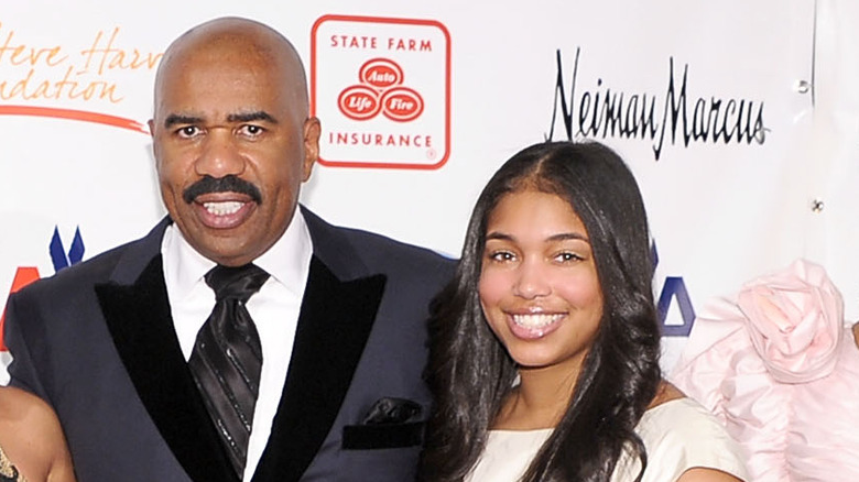 steve harvey and daughter lori harvey red carpet