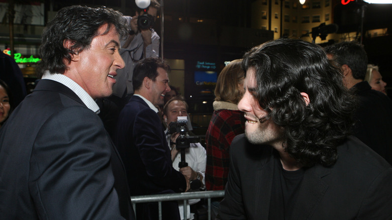 Sylvester Stallone and Sage Stallone at a premiere