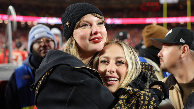 Taylor Swift hugging Brittany Mahomes