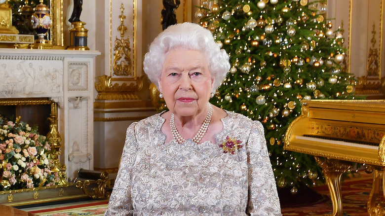 Queen Elizabeth delivering her Christmas address