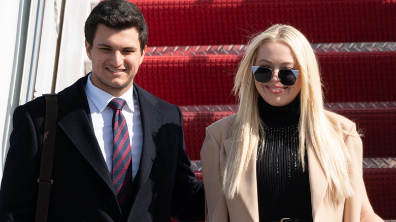 Tiffany Trump and Michael Boulos deboarding Air Force One