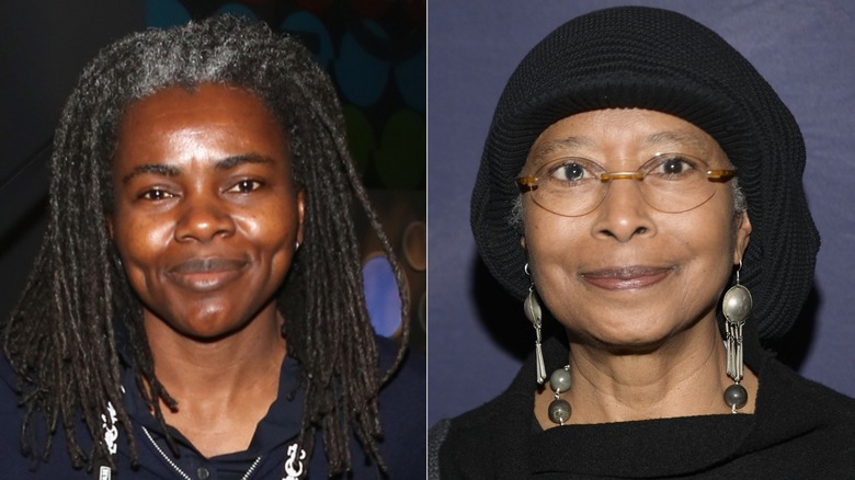 Split image of Tracy Chapman and Alice Walker smiling