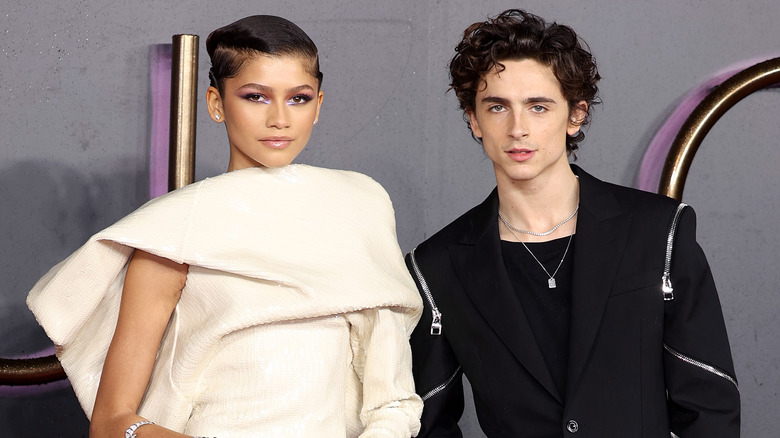 Zendaya and Timothée Chalamet posing