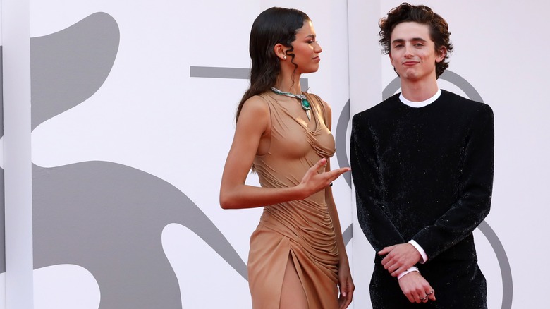 Zendaya and Timothée Chalamet goofing off