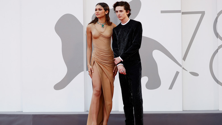 Zendaya and Timothée Chalamet posing