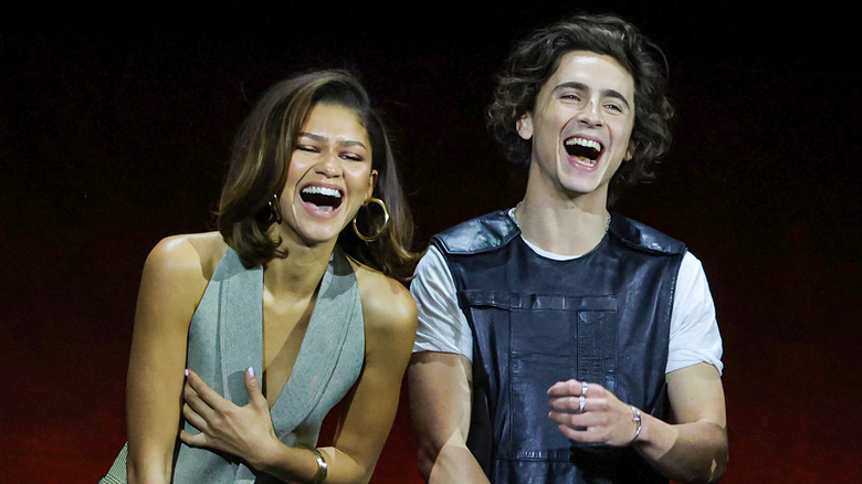 Zendaya and Timothée Chalamet laughing