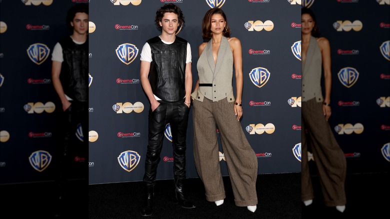 Zendaya and Timothée Chalamet posing