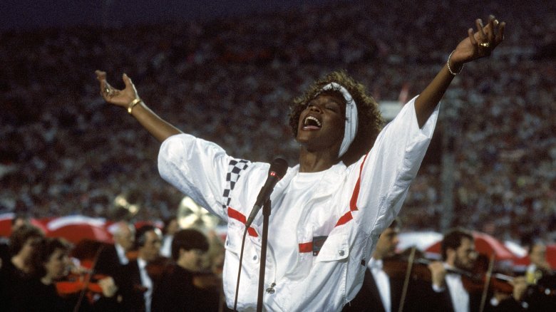 Whitney Houston performing at the Super Bowl