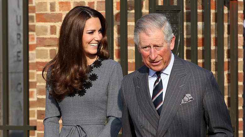 Princess Catherine walking with King Charles