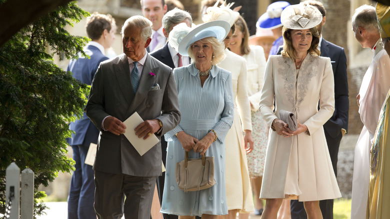 King Charles & Queen Camilla walking with Carole Middleton