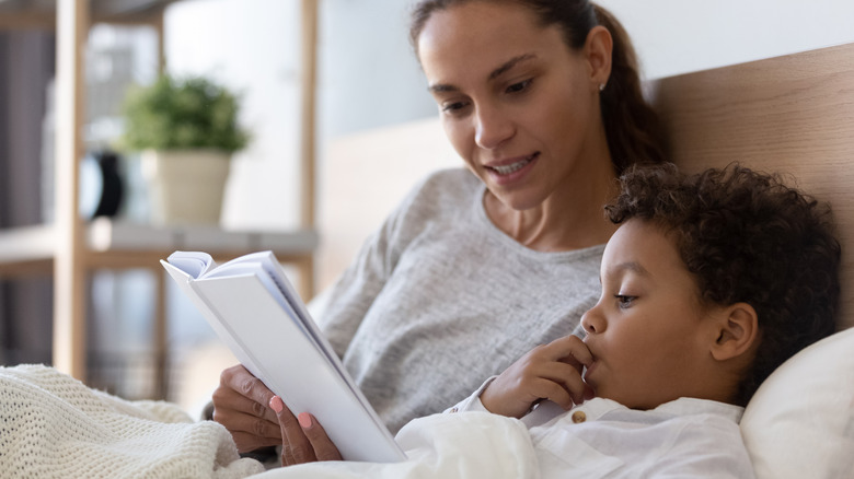 Mom reading with toddler