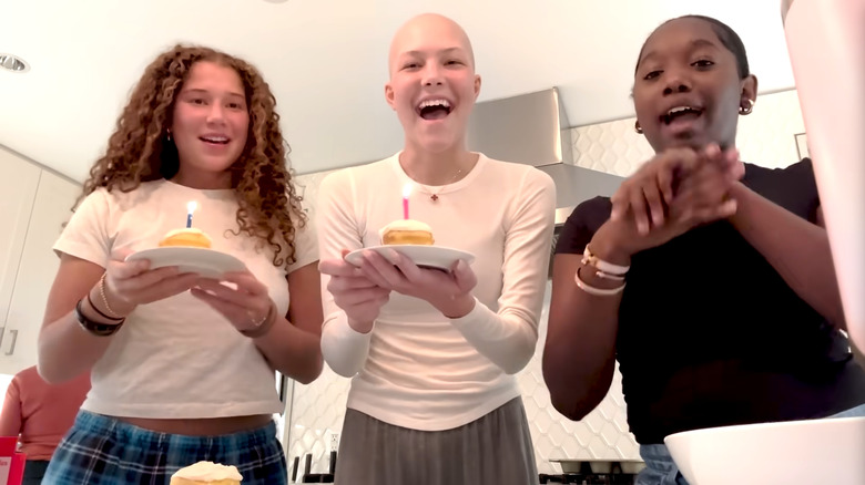 Isabella Strahan with sister and friend