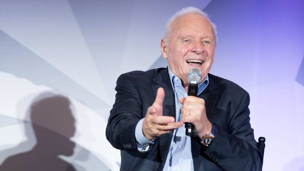 Anthony Hopkins speaks onstage at an event