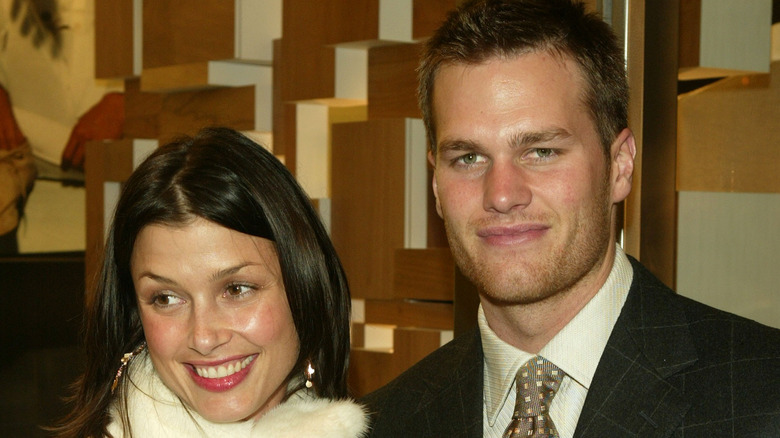 Bridget Moynahan posing with Tom Brady