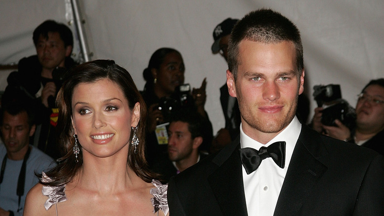 Bridget Moynahan posing with Tom Brady