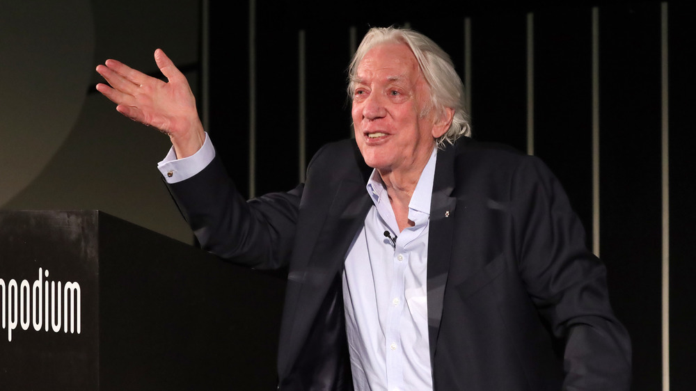 Donald Sutherland speaking on a panel