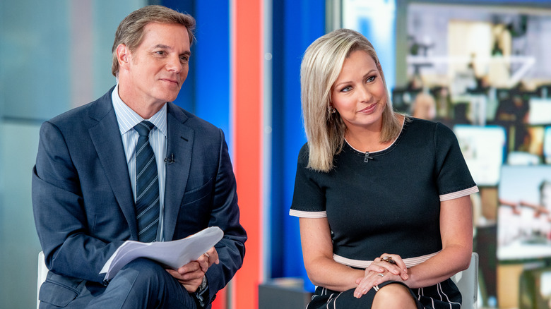 Sandra Smith and a co-anchor on Fox News