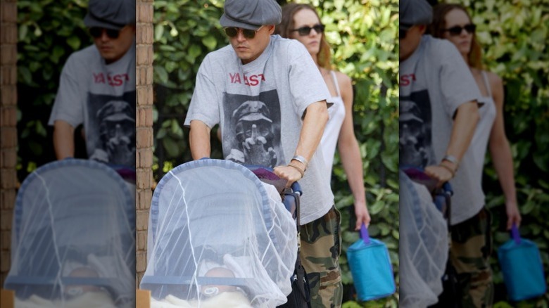 Johnny Depp pushing Jack in stroller