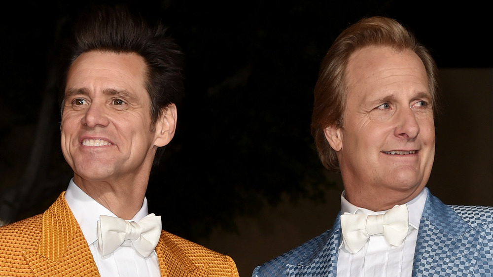 Jim Carrey and Jeff Daniels at premiere for Dumb and Dumber To