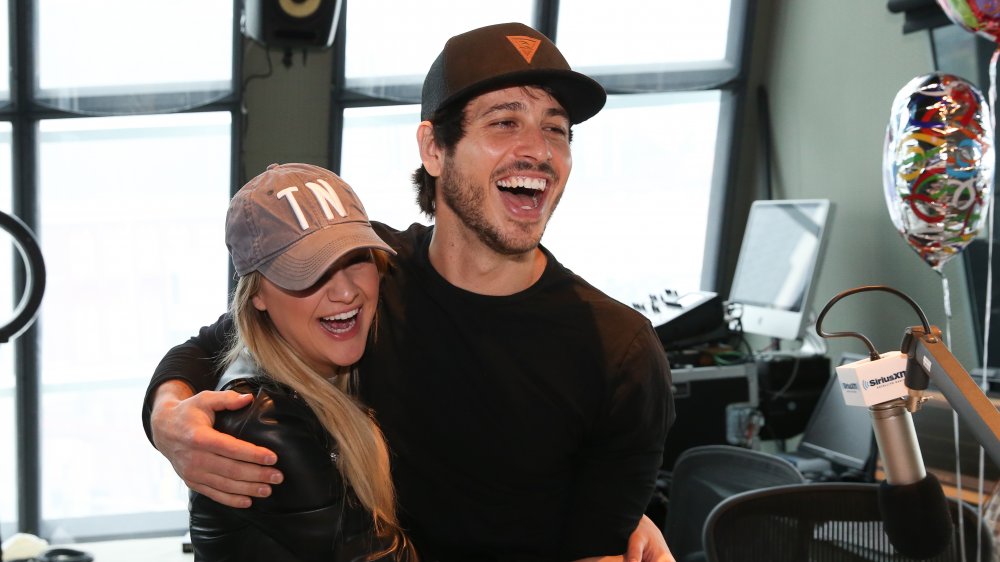 Kelsea Ballerini and Morgan Evans at SiriusXM Studios in 2018